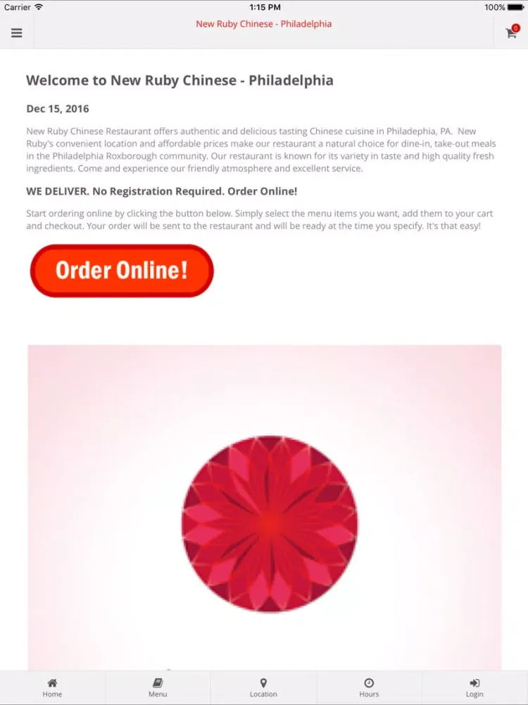 Capturas de tela do New Ruby Chinese Philly iPad 