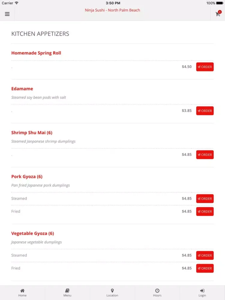 Ninja Sushi - North Palm Beach Online Ordering iPad  Screenshots
