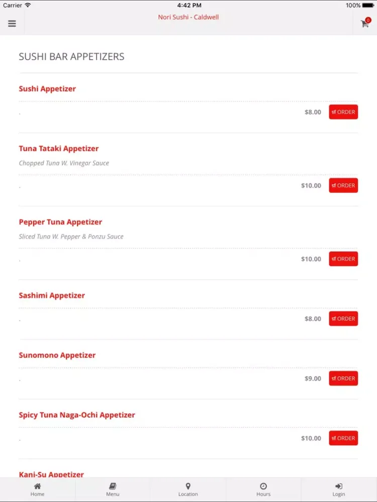 Nori Sushi Caldwell iPad  स्क्रीनशॉट