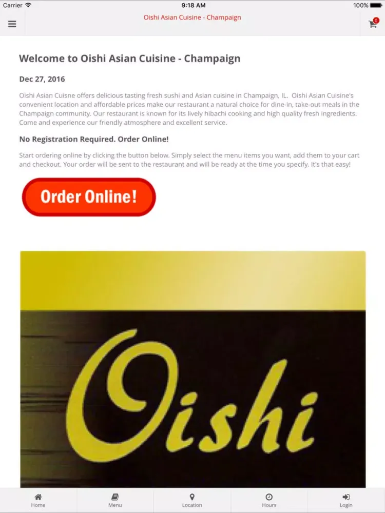 Oishi Asian Cuisine Champaign iPad  Ekran Görüntüleri