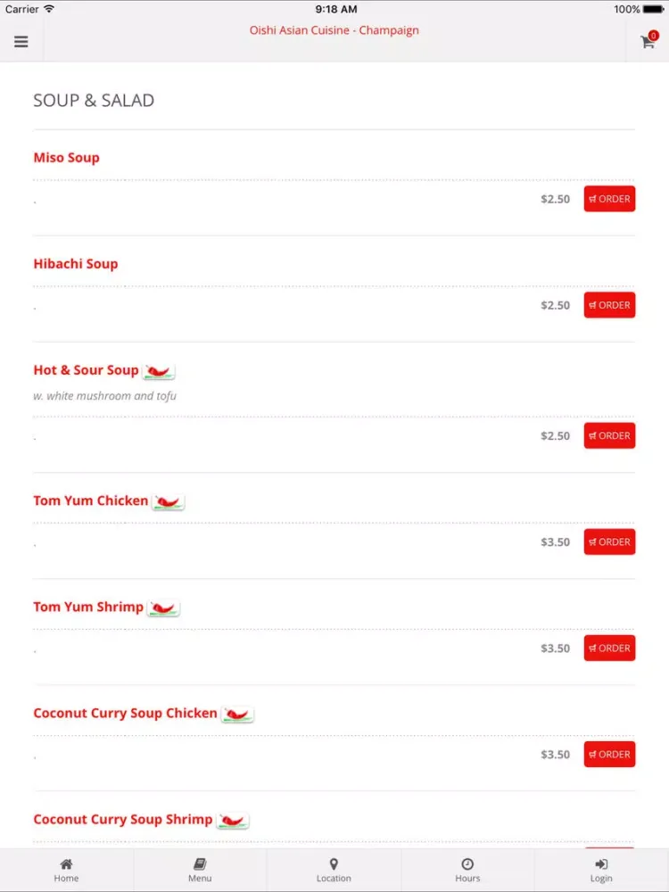 Oishi Asian Cuisine Champaign iPad  Ekran Görüntüleri