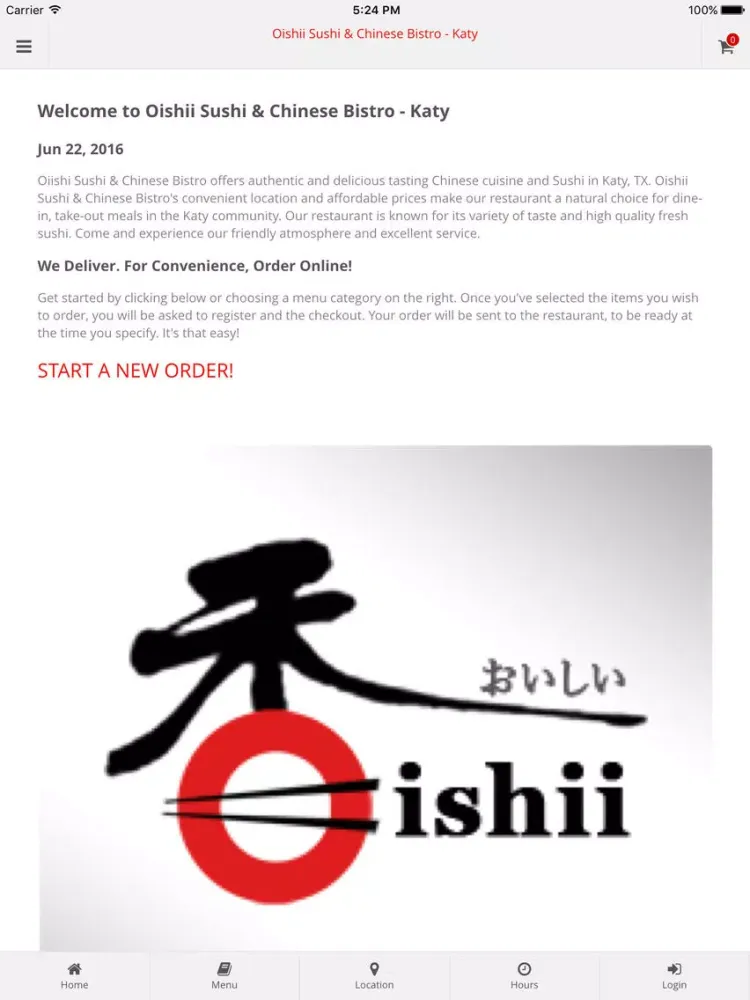 Oishii Sushi & Chinese Bistro - Katy Online Ordering iPad  Ekran Görüntüleri