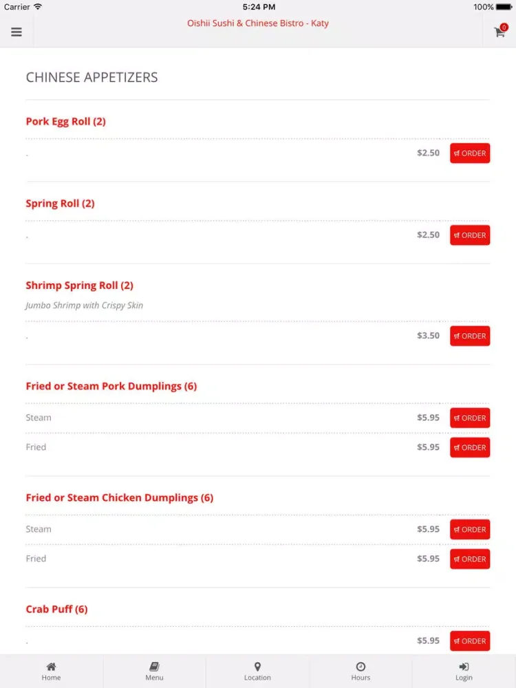 Oishii Sushi & Chinese Bistro - Katy Online Ordering iPad  Ekran Görüntüleri