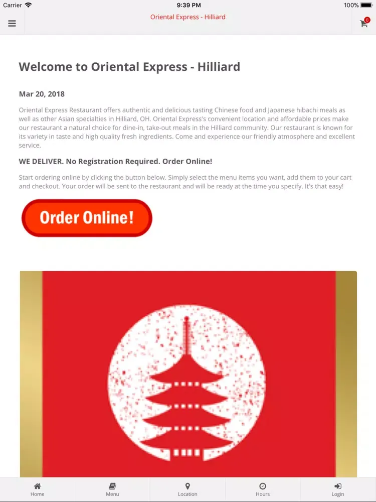 Tangkapan layar Oriental Express Hilliard iPad 