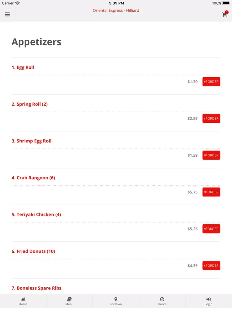 Tangkapan layar Oriental Express Hilliard iPad 