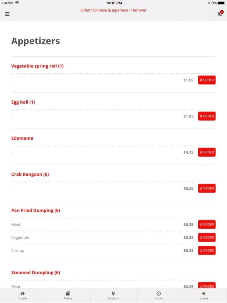 Screenshot di Orient Restaurant Hanover iPad 