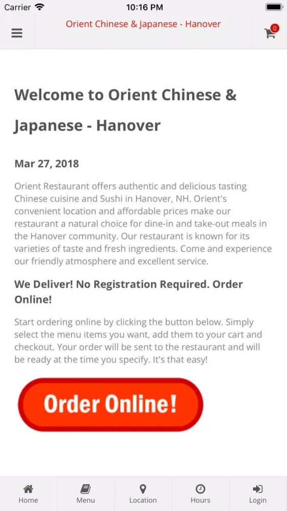 Screenshot di Orient Restaurant Hanover