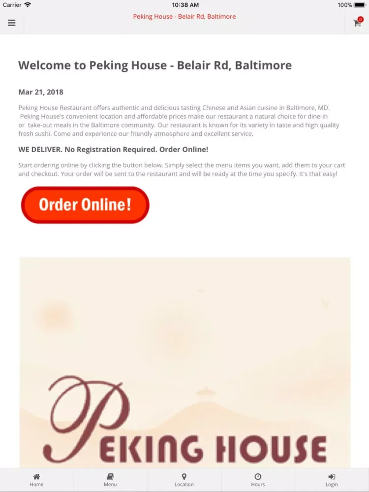 Скриншоты Peking House Baltimore iPad 
