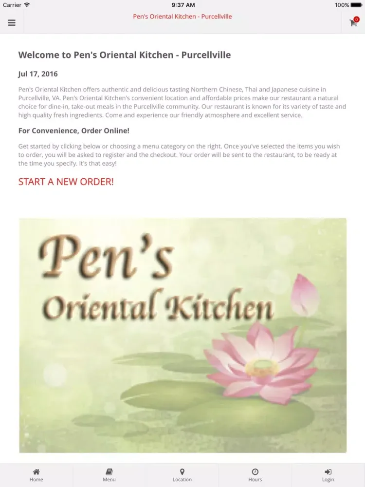 Capturas de tela do Pen's Oriental Kitchen - Purcellville Online Ordering iPad 