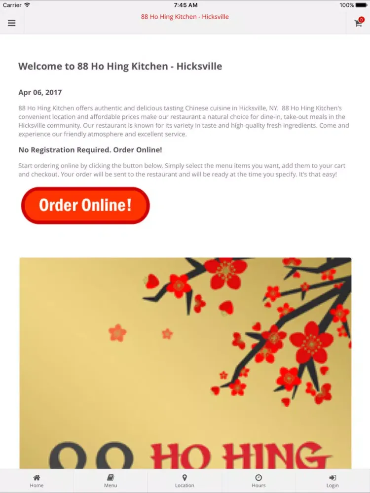 Capturas de tela do 88 Ho Hing Kitchen Hicksville iPad 
