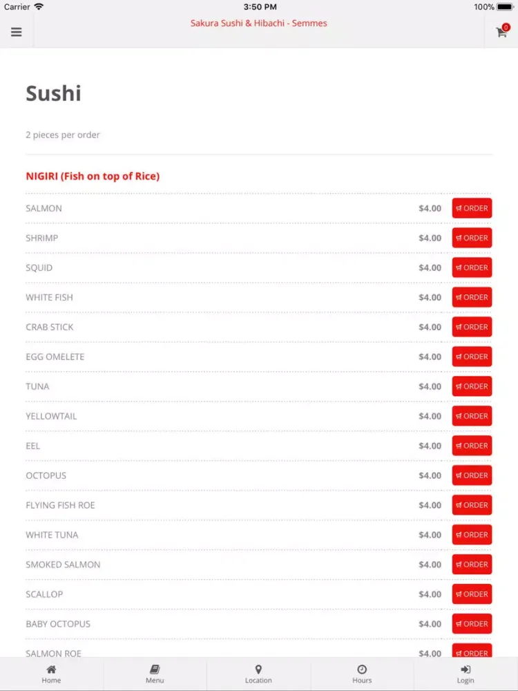 Captures d'écran de Sakura Sushi & Hibachi Semmes iPad 