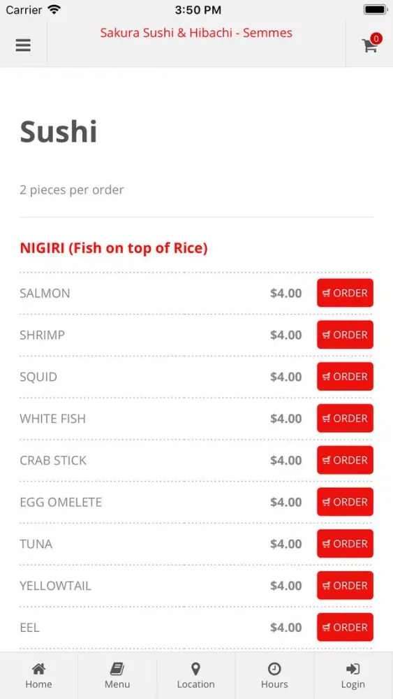 Captures d'écran de Sakura Sushi & Hibachi Semmes