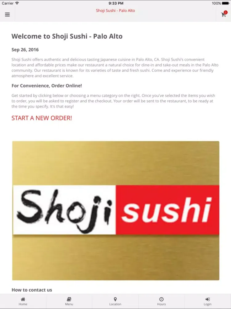 Ảnh chụp màn hình của Shoji Sushi - Palo Alto iPad 
