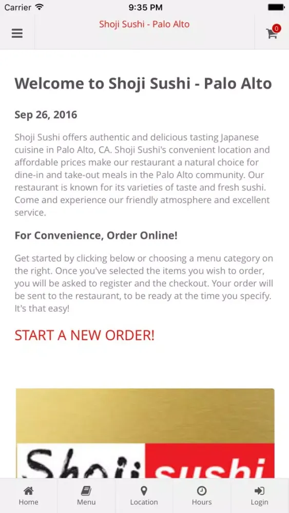 Ảnh chụp màn hình của Shoji Sushi - Palo Alto