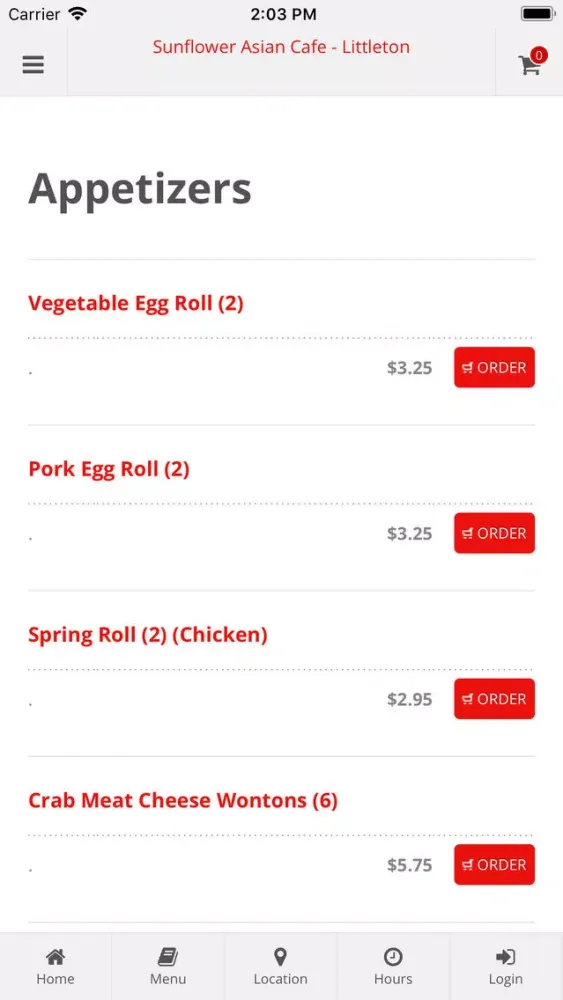 Sunflower Asian Cafe Littleton 스크린샷