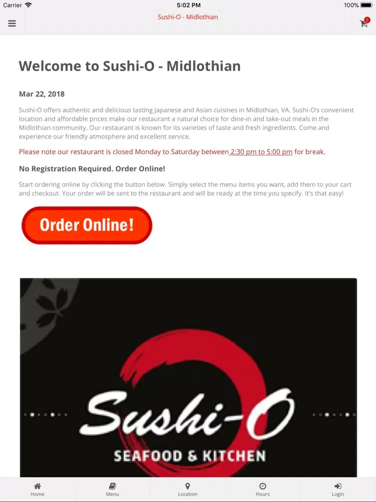 Capturas de pantalla de Sushi-O Midlothian iPad 
