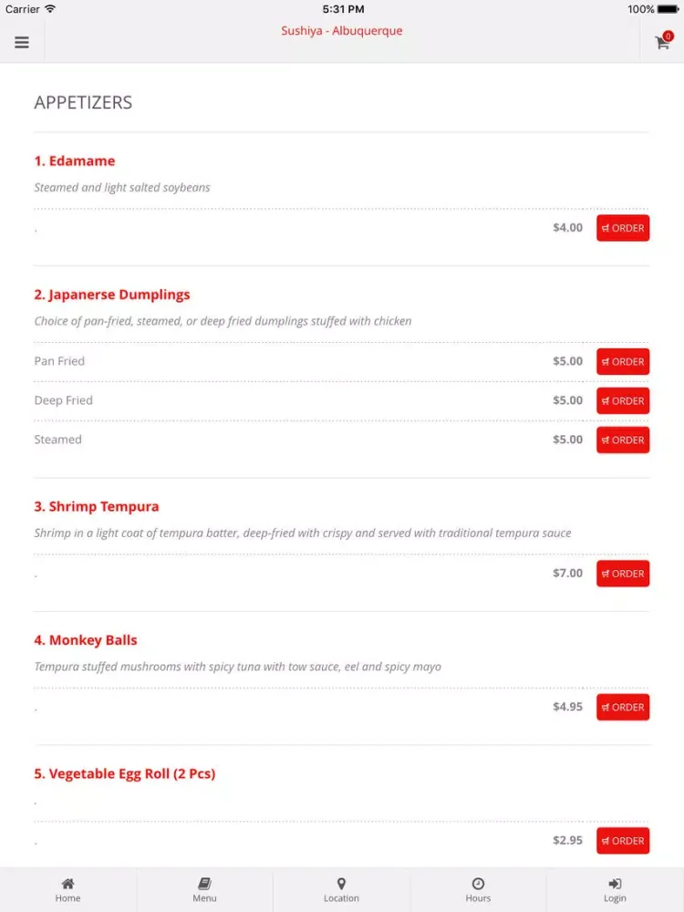 Capturas de pantalla de Sushiya - Albuquerque Online Ordering iPad 