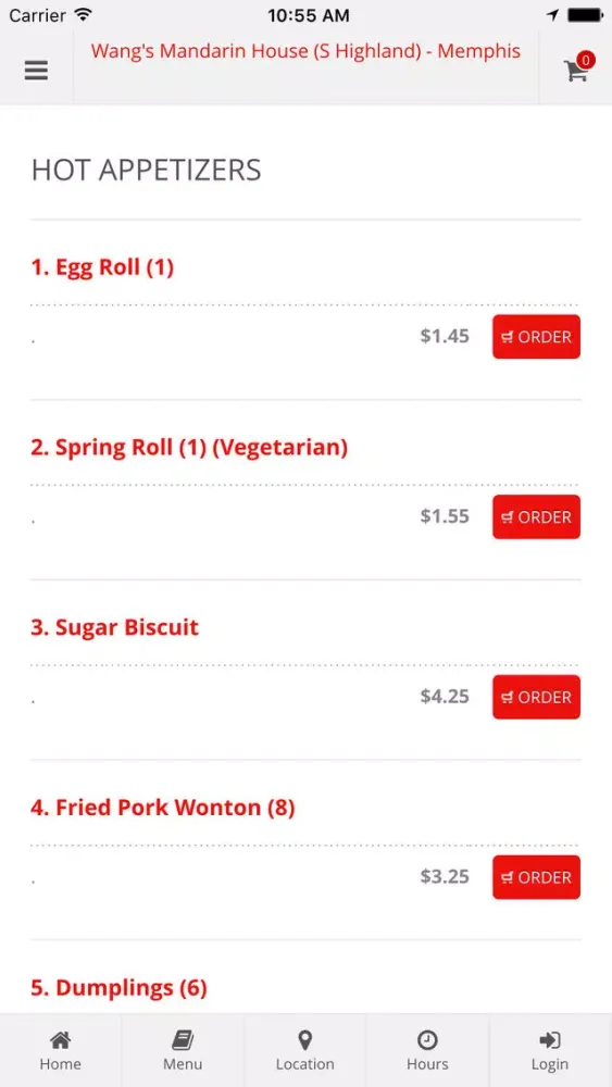 Ảnh chụp màn hình của Wang's Mandarin House - Memphis Online Ordering