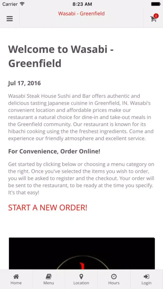 Wasabi - Greenfield Online Ordering Ekran Görüntüleri