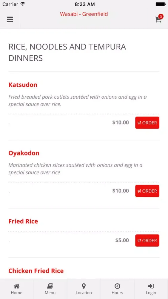 Wasabi - Greenfield Online Ordering Ekran Görüntüleri