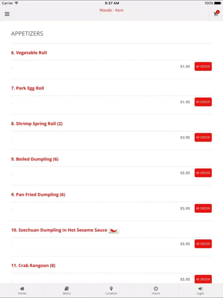 تصاویر Wasabi - Kent Online Ordering iPad 