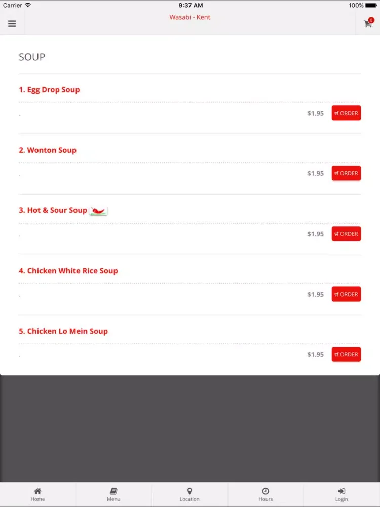 تصاویر Wasabi - Kent Online Ordering iPad 