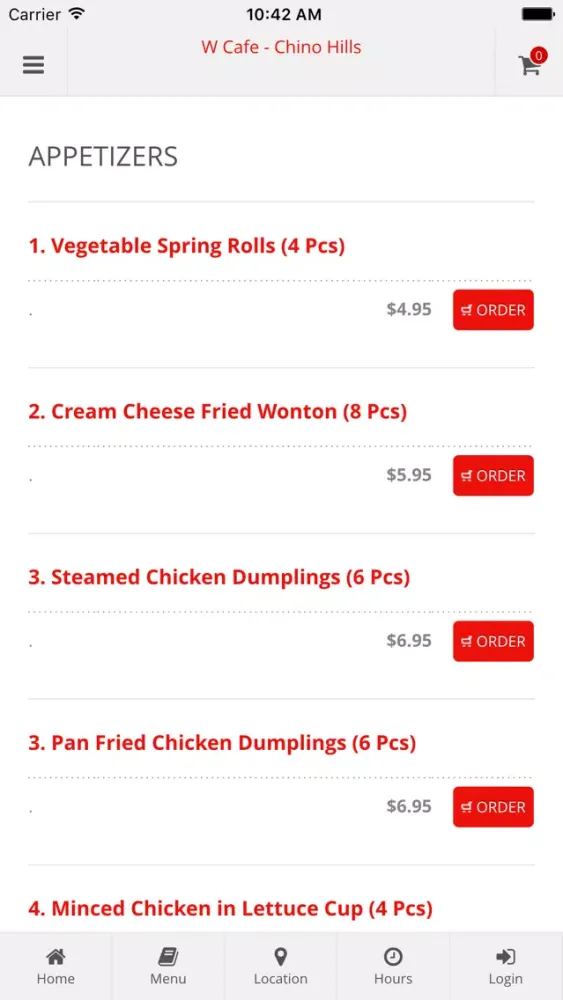 Tangkapan layar W Cafe - Chino Hills Online Ordering