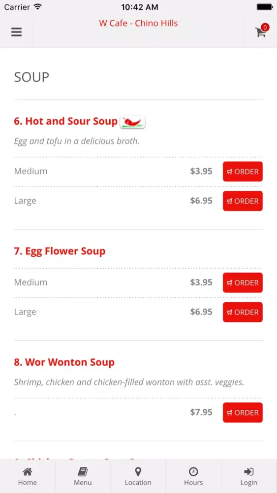 Tangkapan layar W Cafe - Chino Hills Online Ordering