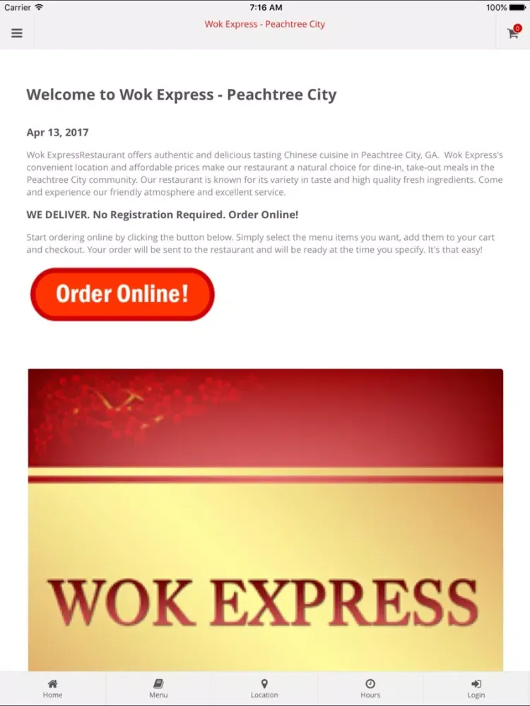 Wok Express Peachtree City iPad 应用截图
