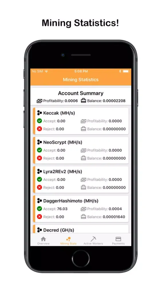 Capturas de pantalla de NiceMonitor: Nicehash Tracker