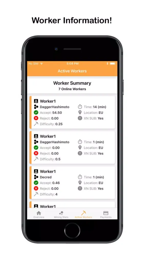 Capturas de pantalla de NiceMonitor: Nicehash Tracker
