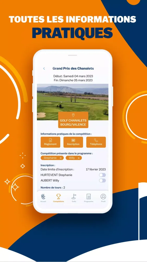 Tangkapan skrin Chipin, golf compétitions