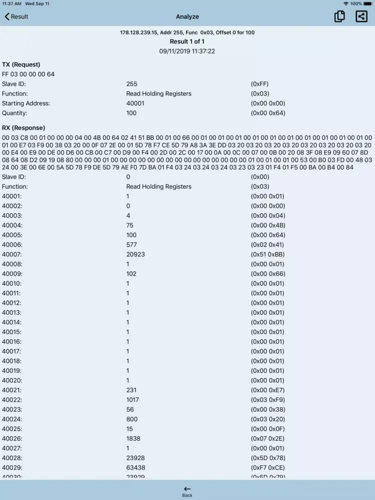 CAS Modbus Scanner iPad  स्क्रीनशॉट