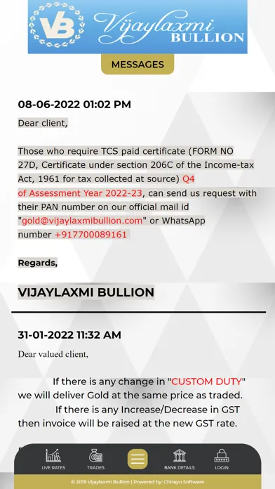 Capturas de tela do Vijaylaxmi Bullion - Mumbai