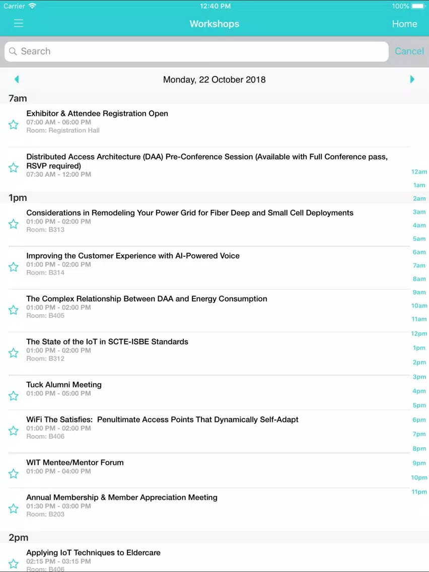 Screenshot di SCTE/ISBE Cable-Tec® Expo 2018 iPad 