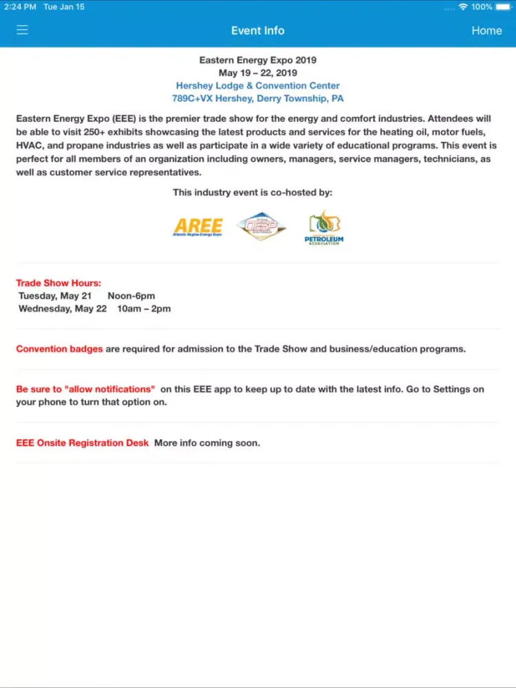 Tangkapan layar Eastern Energy Expo 2019 iPad 