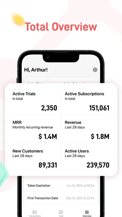Capturas de tela do RC report-Revenue Dashboard
