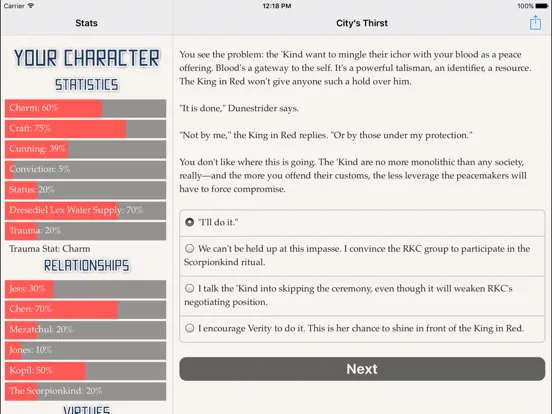 Deathless: The City's Thirst iPad  Screenshots