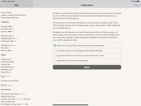 Werewolf: Book of Hungry Names iPad 应用截图