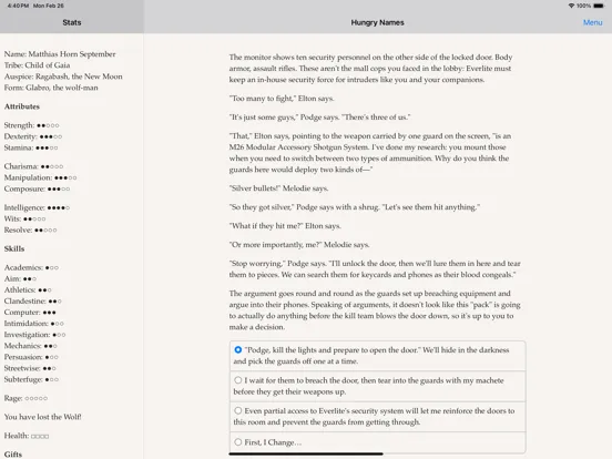 Werewolf: Book of Hungry Names iPad 应用截图