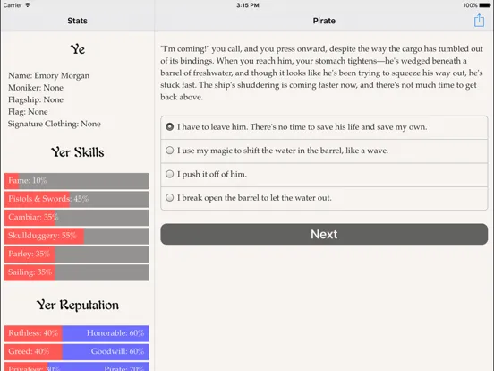 ภาพหน้าจอของ Choice of the Pirate iPad 