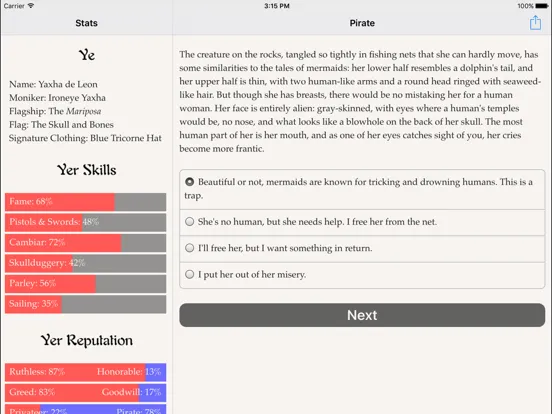 ภาพหน้าจอของ Choice of the Pirate iPad 