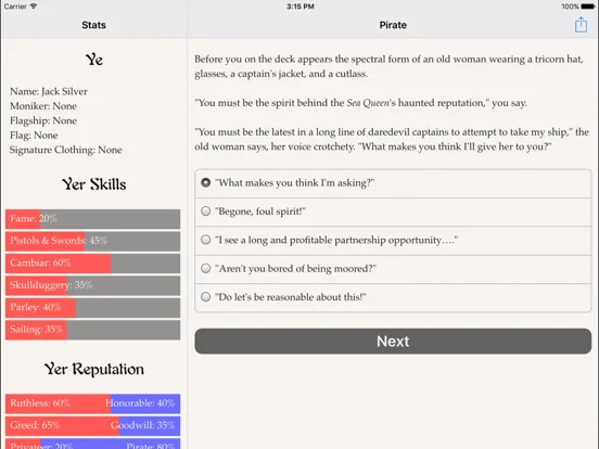 ภาพหน้าจอของ Choice of the Pirate iPad 