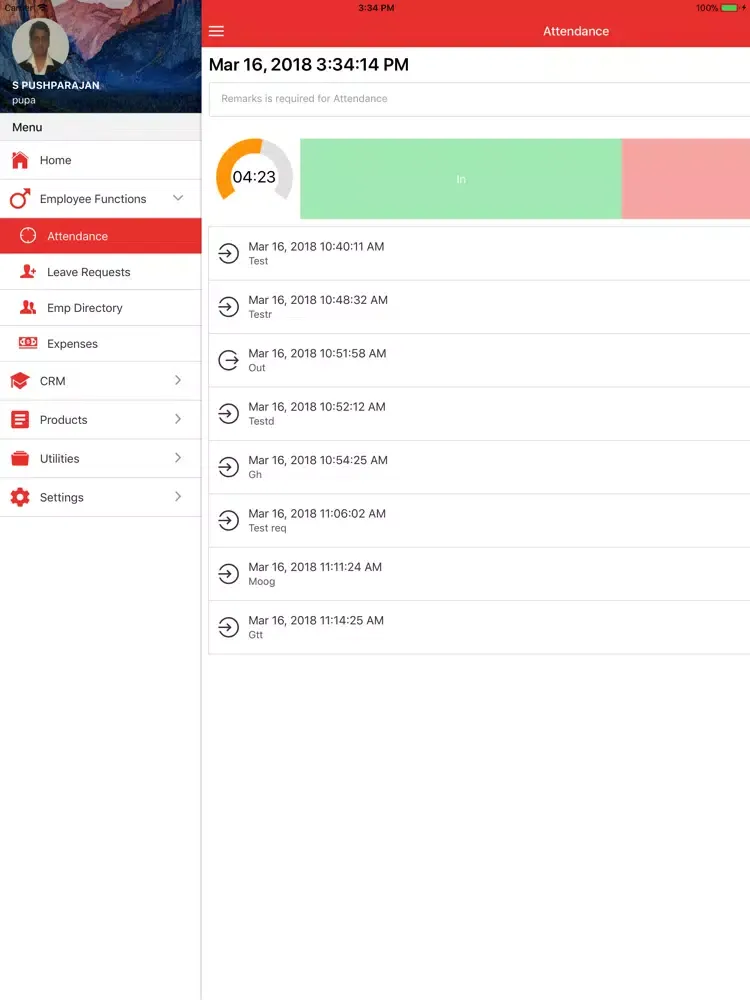 Ảnh chụp màn hình của Chola CRM iPad 