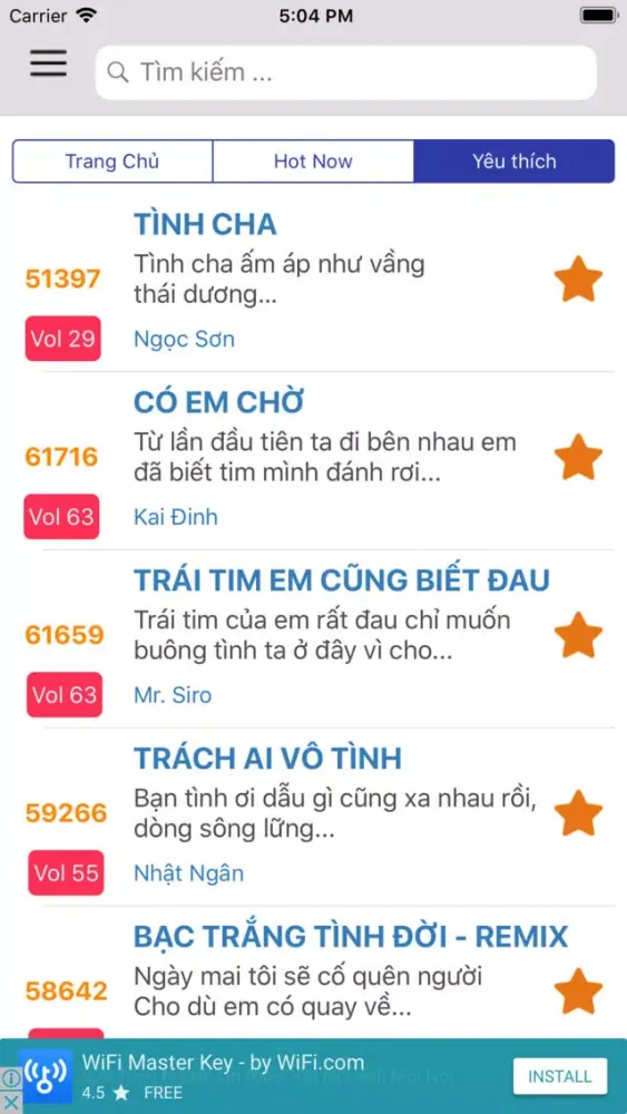 Chọn bài hát स्क्रीनशॉट