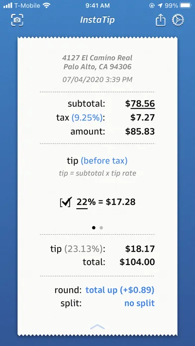 InstaTip: Smart Tip Calculator スクリーンショット