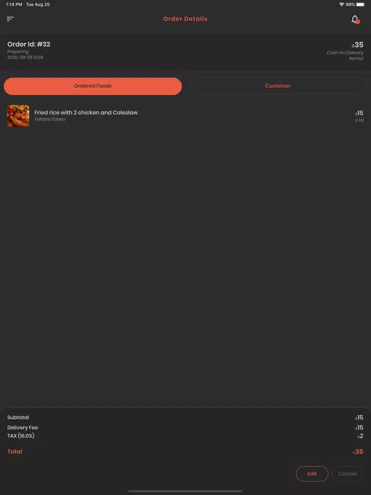 Capturas de tela do Chownie Vendor - Manage Orders iPad 