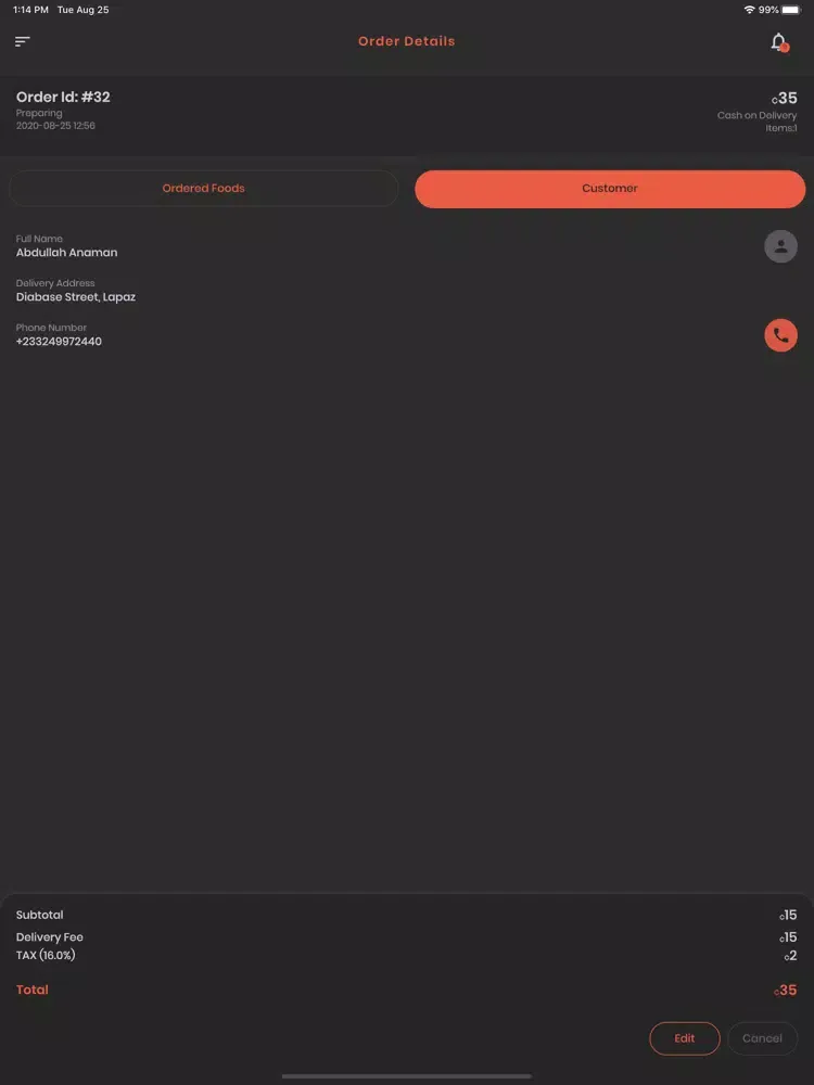 Capturas de tela do Chownie Vendor - Manage Orders iPad 