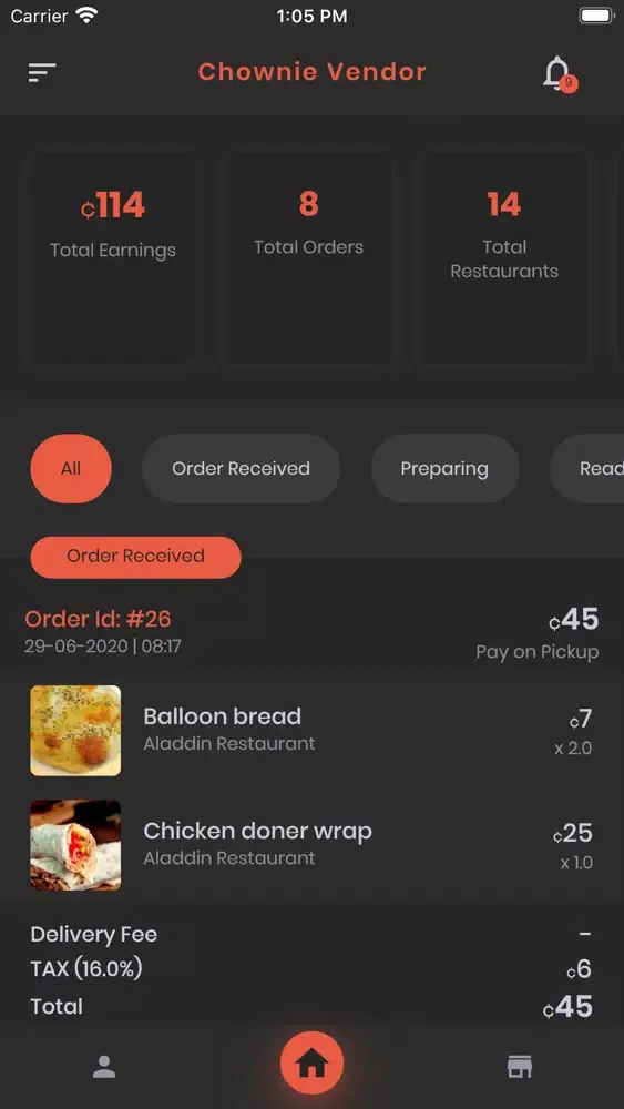 Capturas de tela do Chownie Vendor - Manage Orders