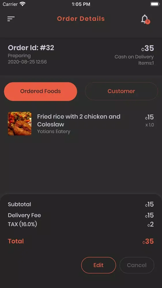 Capturas de tela do Chownie Vendor - Manage Orders